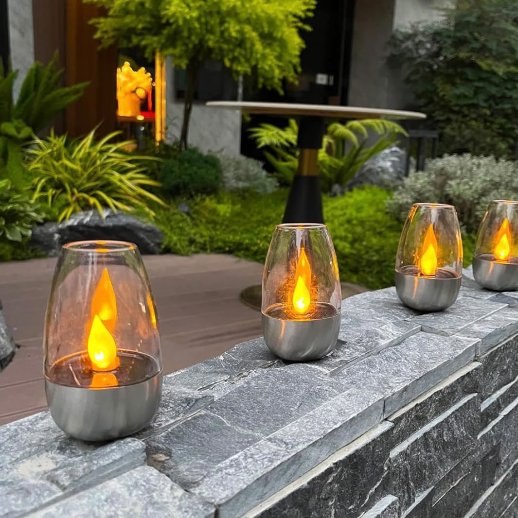 4 Bougies solaires led sans flamme-une ambiance chaleureuse en toute sécurité
