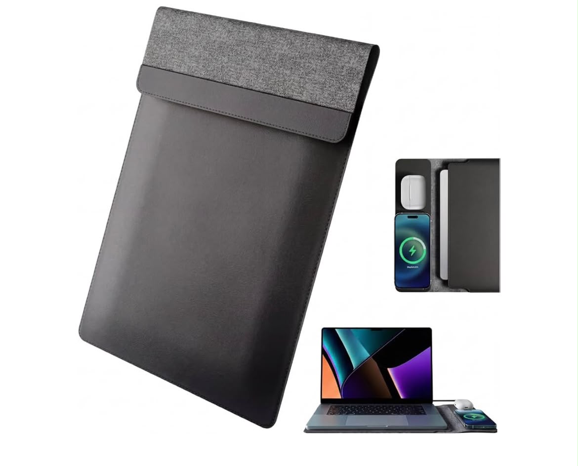 Pochette laptop 3 en 1 avec recharge sans fil-support & tapis souris