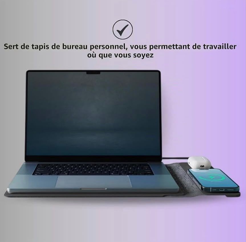 Pochette laptop 3 en 1 avec recharge sans fil-support & tapis souris