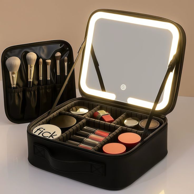 Trousse à cosmétique led intelligente avec miroir pour femmes