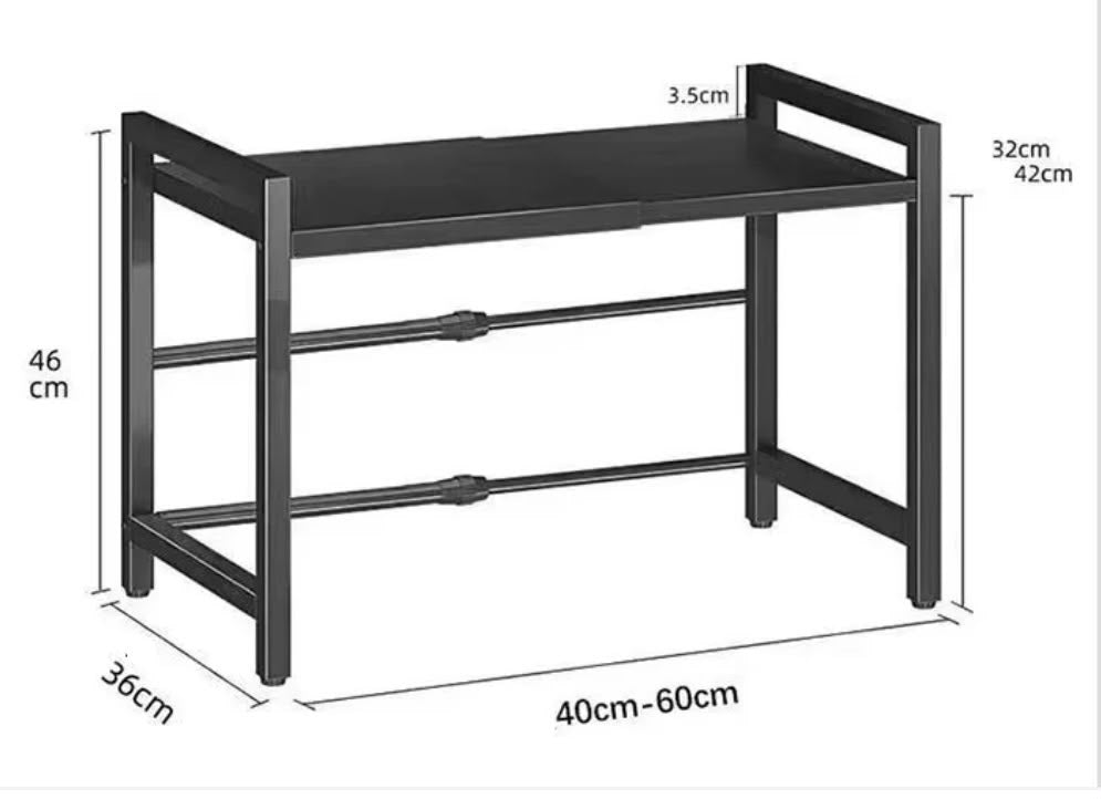 Etagère cuisine rétractable double niveau-support micro-ondes ajustable(extensible selon la taille de four)